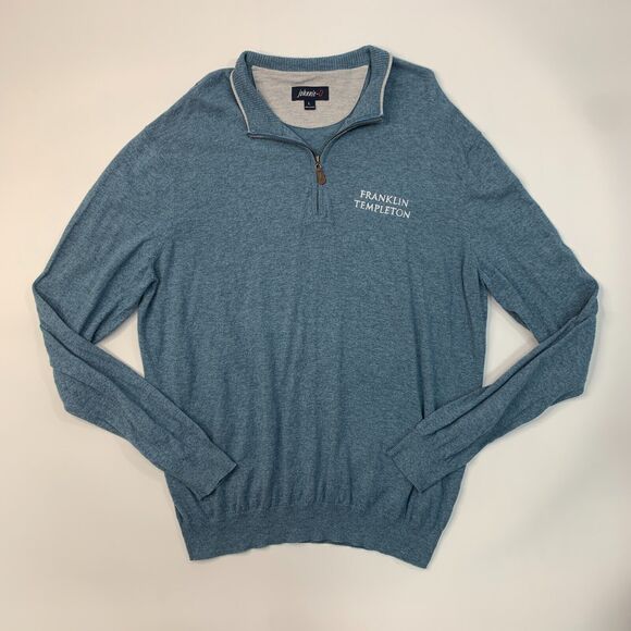 Johnnie-o Bailey Sweater Mens L Large Metal-Blue Quarter Zip Cotton Nylon Silk - Picture 2 of 12